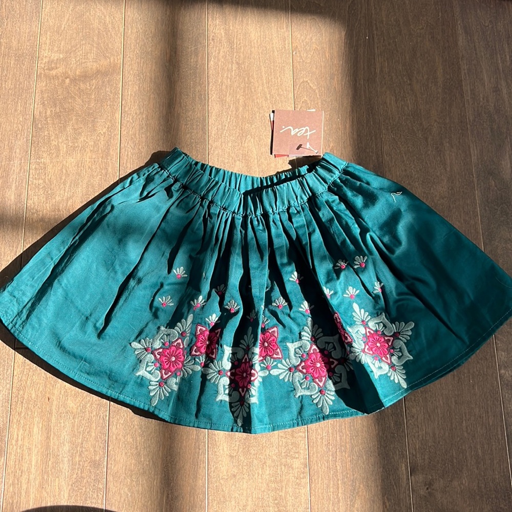 Toddler Floral Embroidered Skirt with Pockets